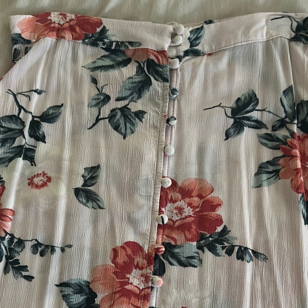 American Eagle Green and Pink A-Line Maxi Skirt